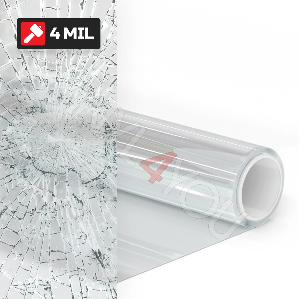 Прозрачная противоударная защитная пленка на окна 4Mil